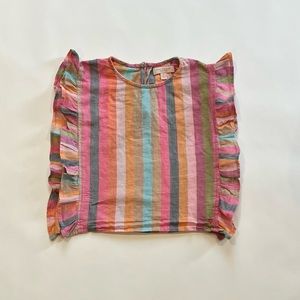 Girls Pink Chicken Striped Ruffle Top Sleeveless Size 8
